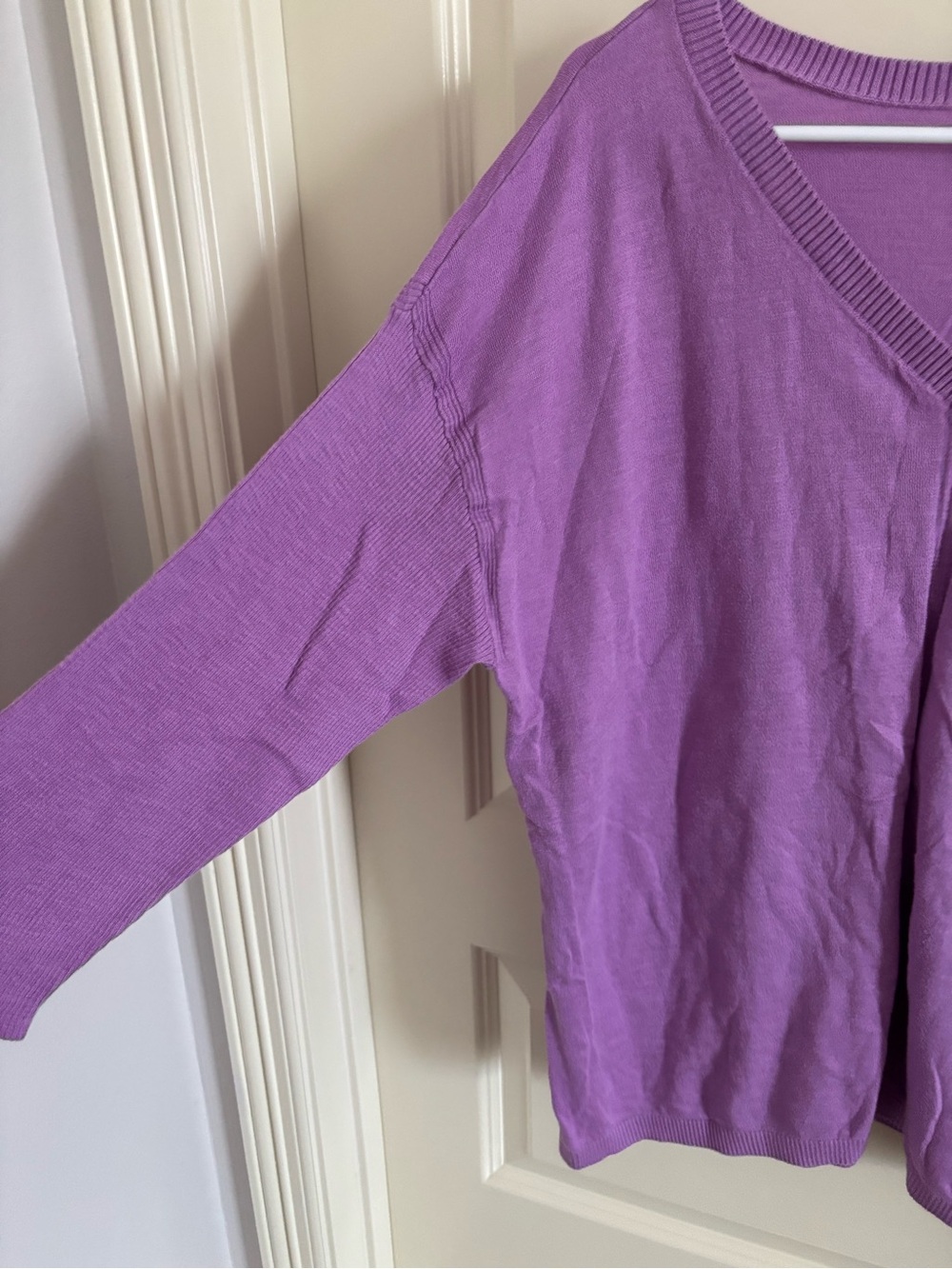 Talbots Lavender 100% Cotton V-Neck Women’s Pullover Sweater - Picture 4 of 5